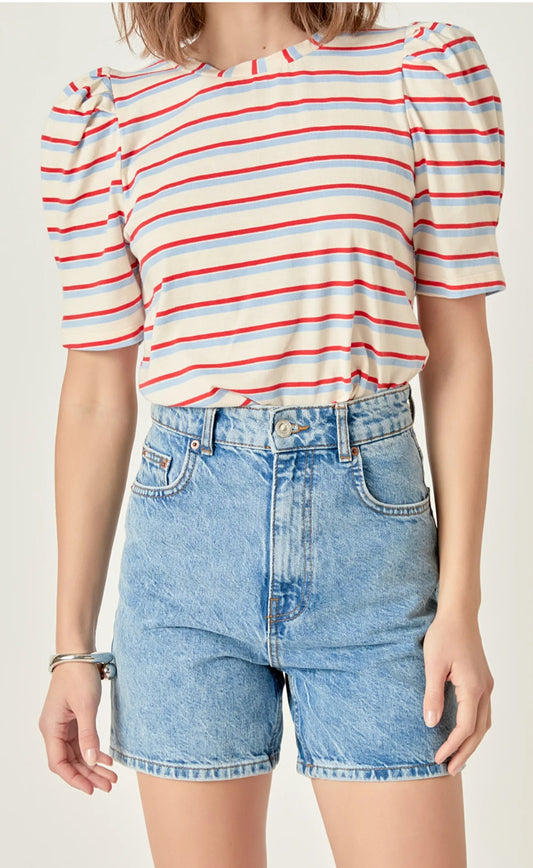 Easy Knit Tee in Cream Multi