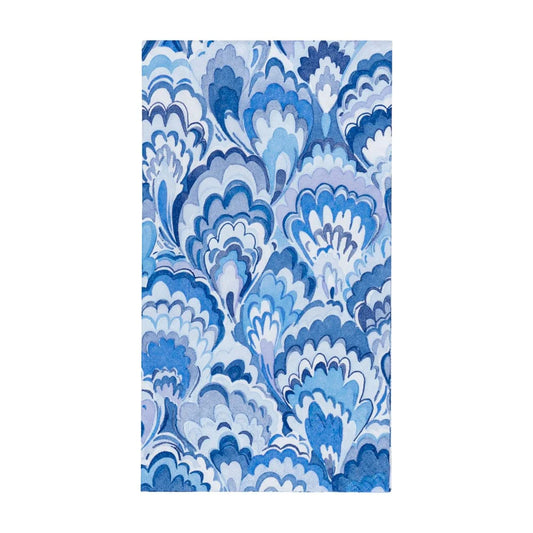 Caspari guest towel napkins blue marbled 