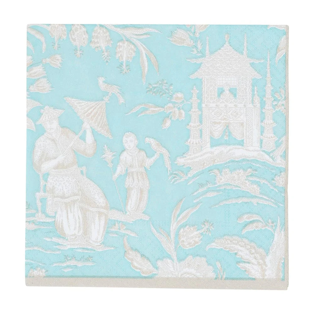 Caspari cocktail napkins Silk Road toile 