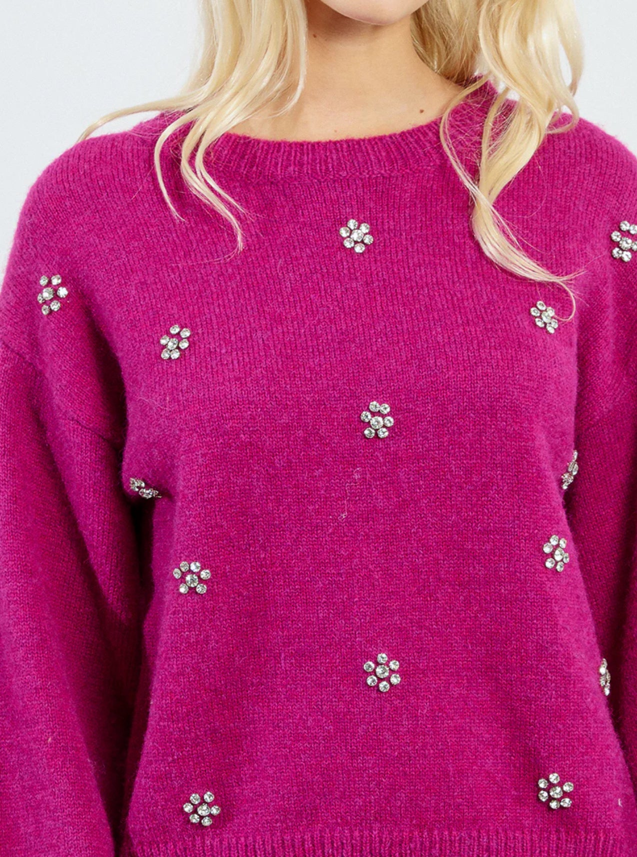Rhinestone Sweater Top Purple
