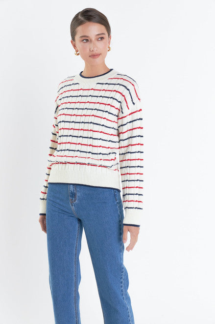 Red/Navy Stripe Preppy Sweater