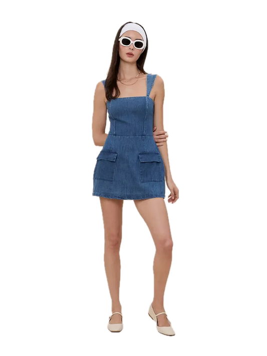 Denim romper for gameday mini denim dress 