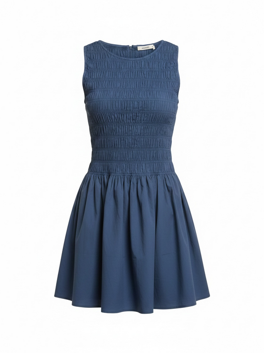 Navy Smocked Mini Dress