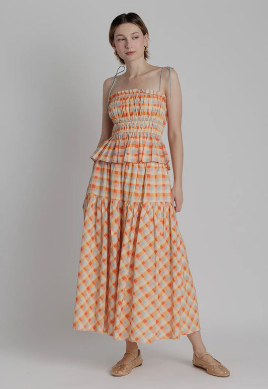 Bright plaid Midi Skirt