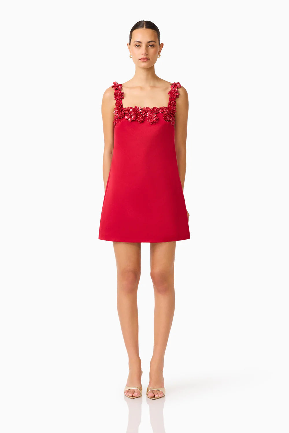 Red dress with floral details on straps Elliatt revolve red mini dresses 