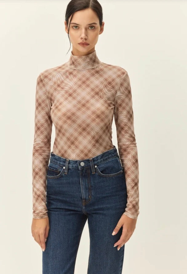 Bourbon Mesh Turtleneck Top