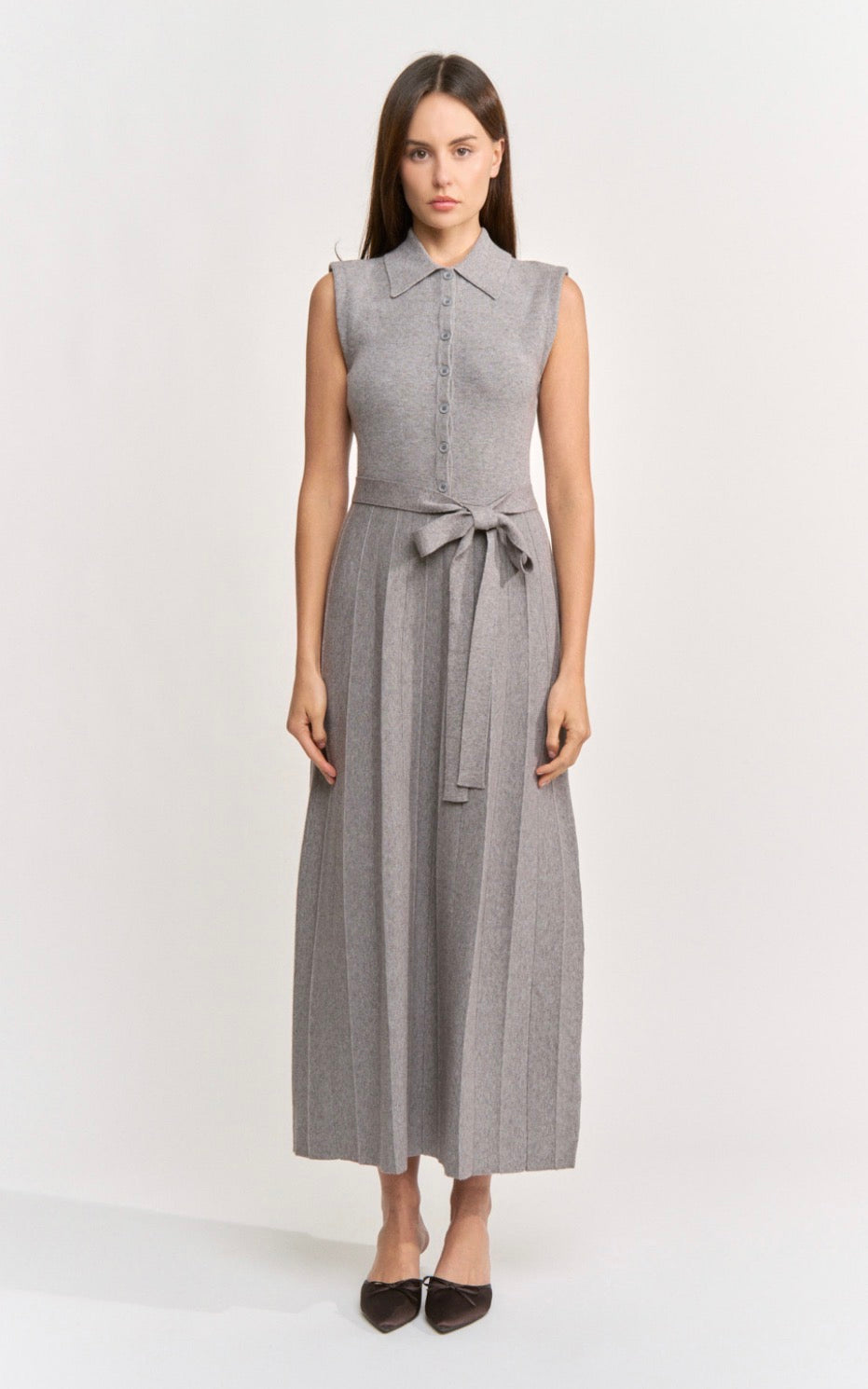 En saison gray fall sweater dress belted sweater dress