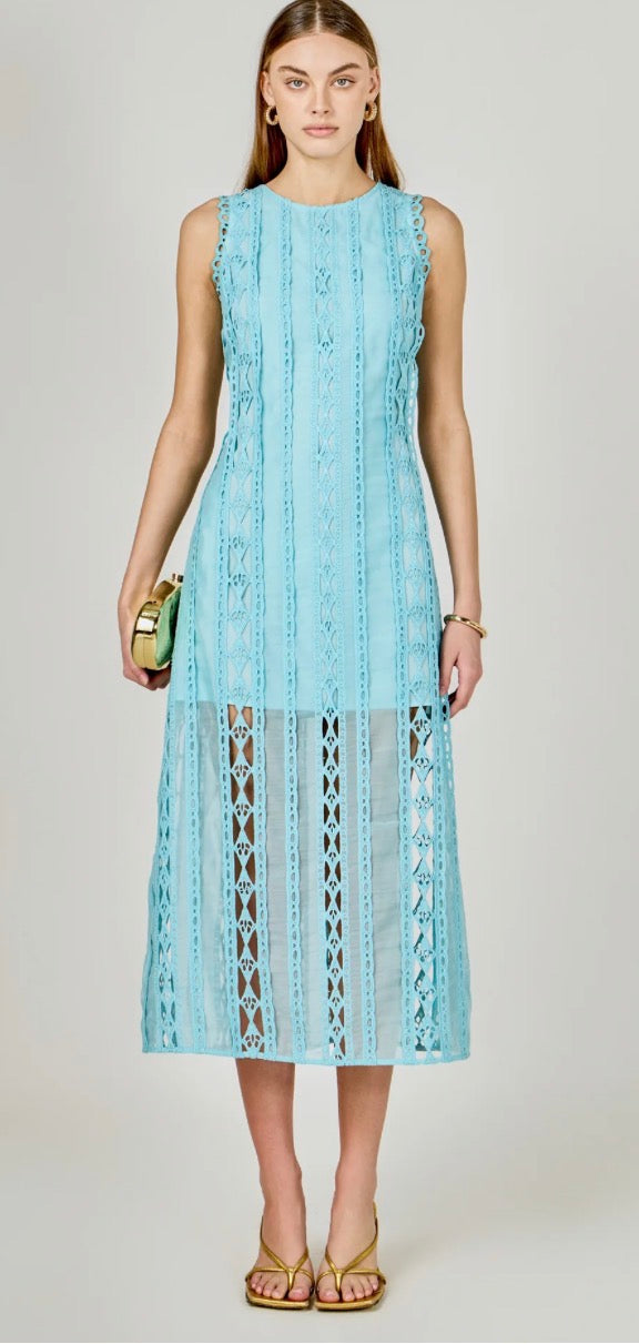 Blue lace midi dress 