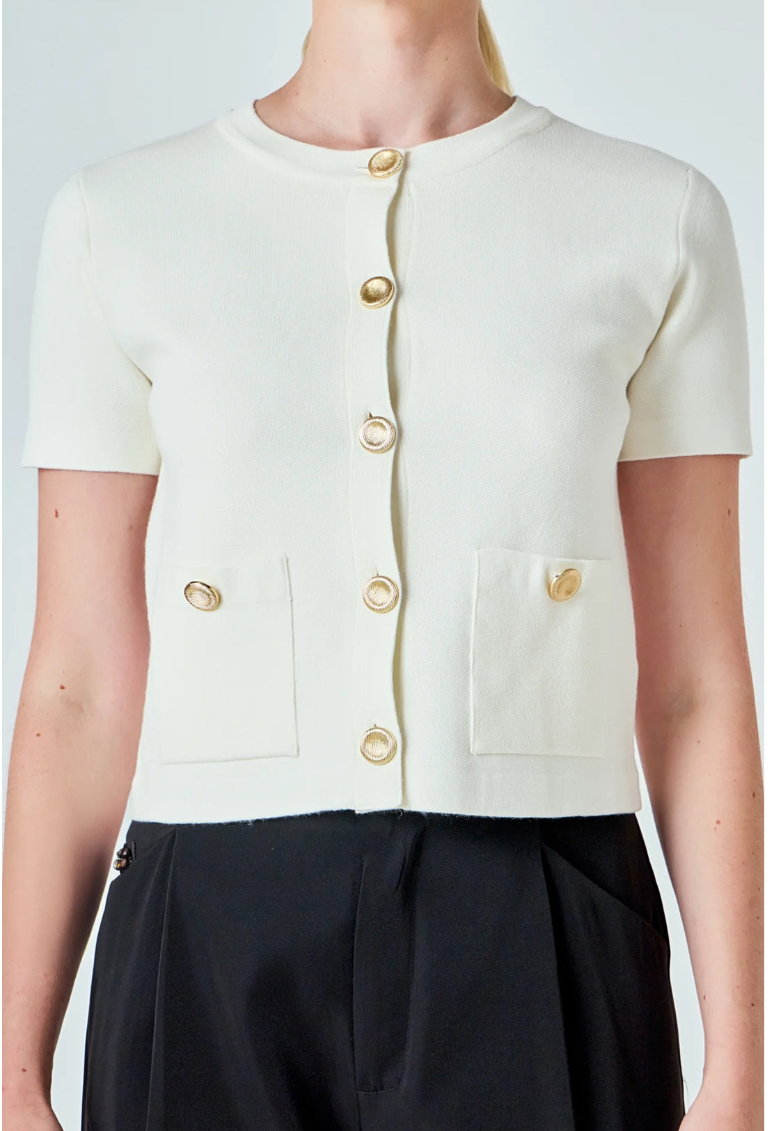 Cream Short Sleeve Cardigan