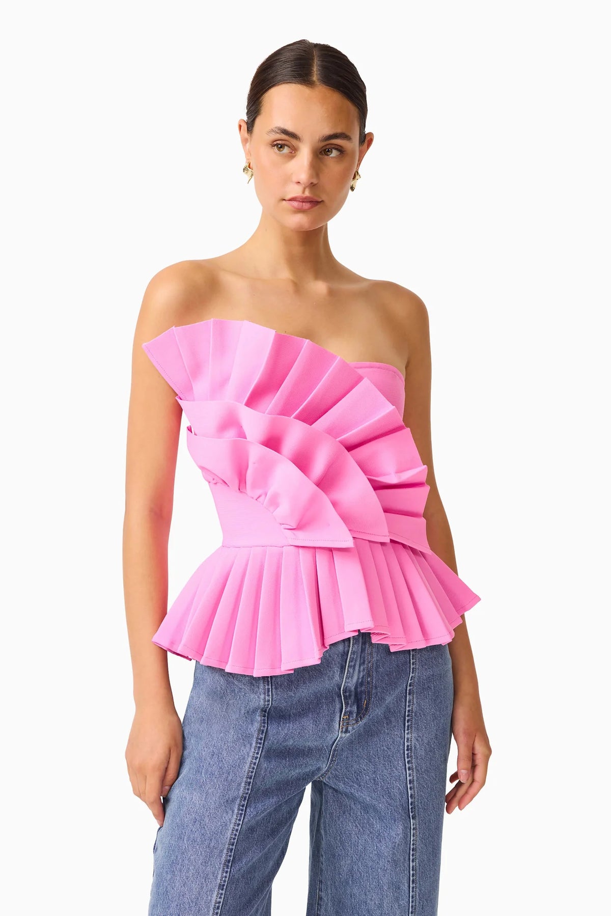 Elliatt Orelia Pleated Top in Candy Pink