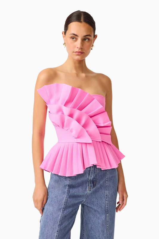 Elliatt Orelia Pleated Top in Candy Pink