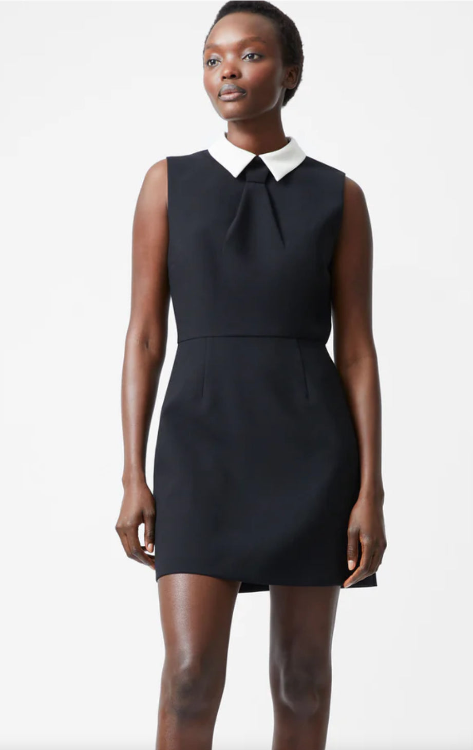 Gemma Collared Tie Dress in Black