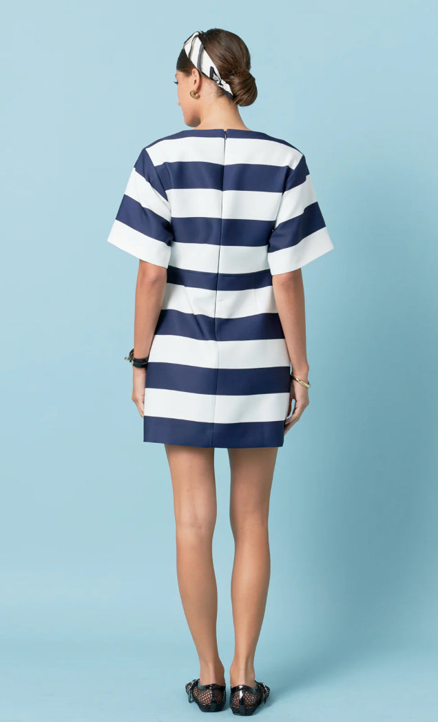 Navy Bold Stripe Dress