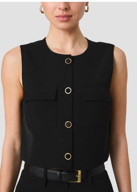 Black French connection top Harry sleeveless black suiting boxy crop top 