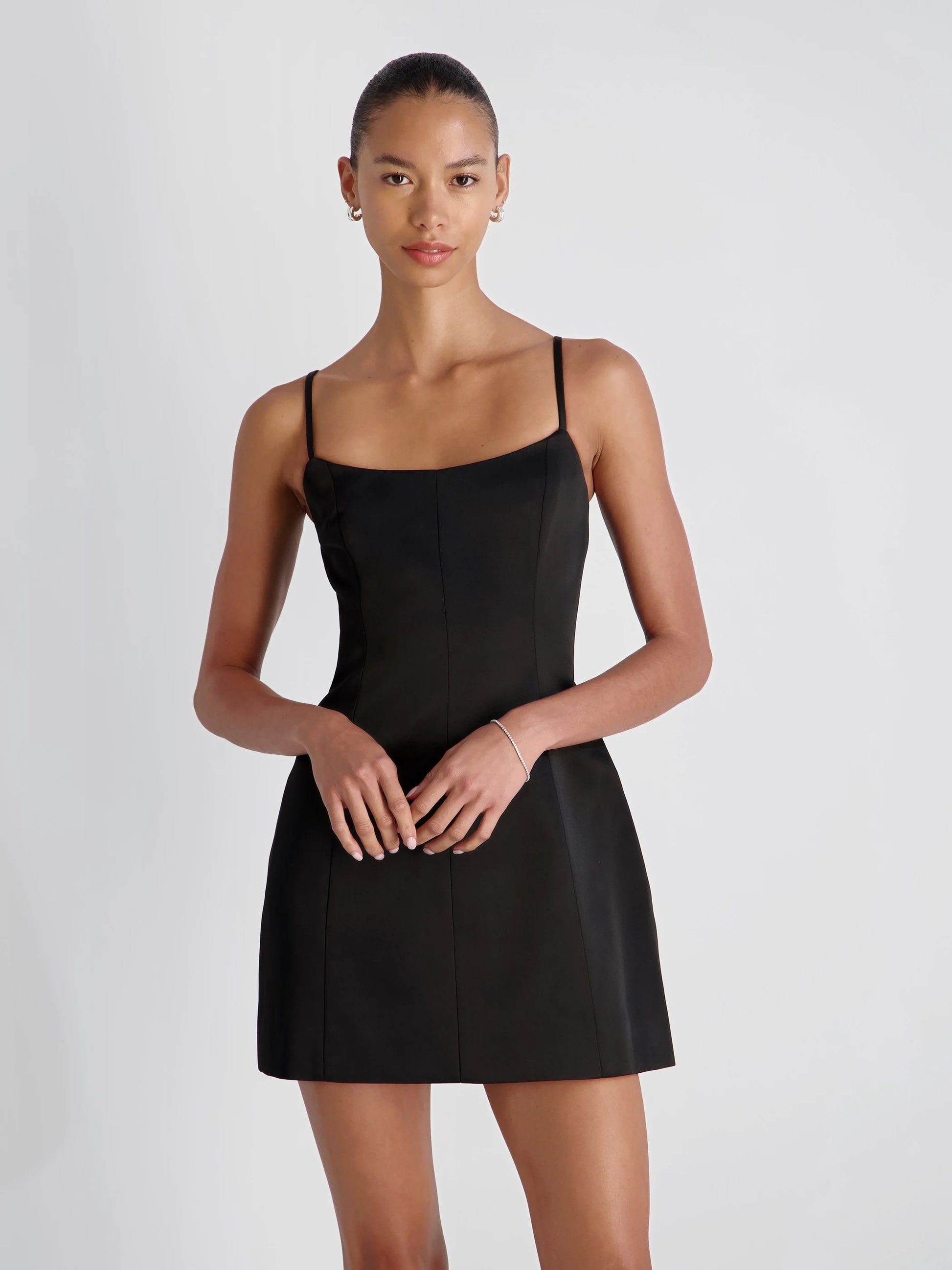 French connection dresses black atin York mini dress 