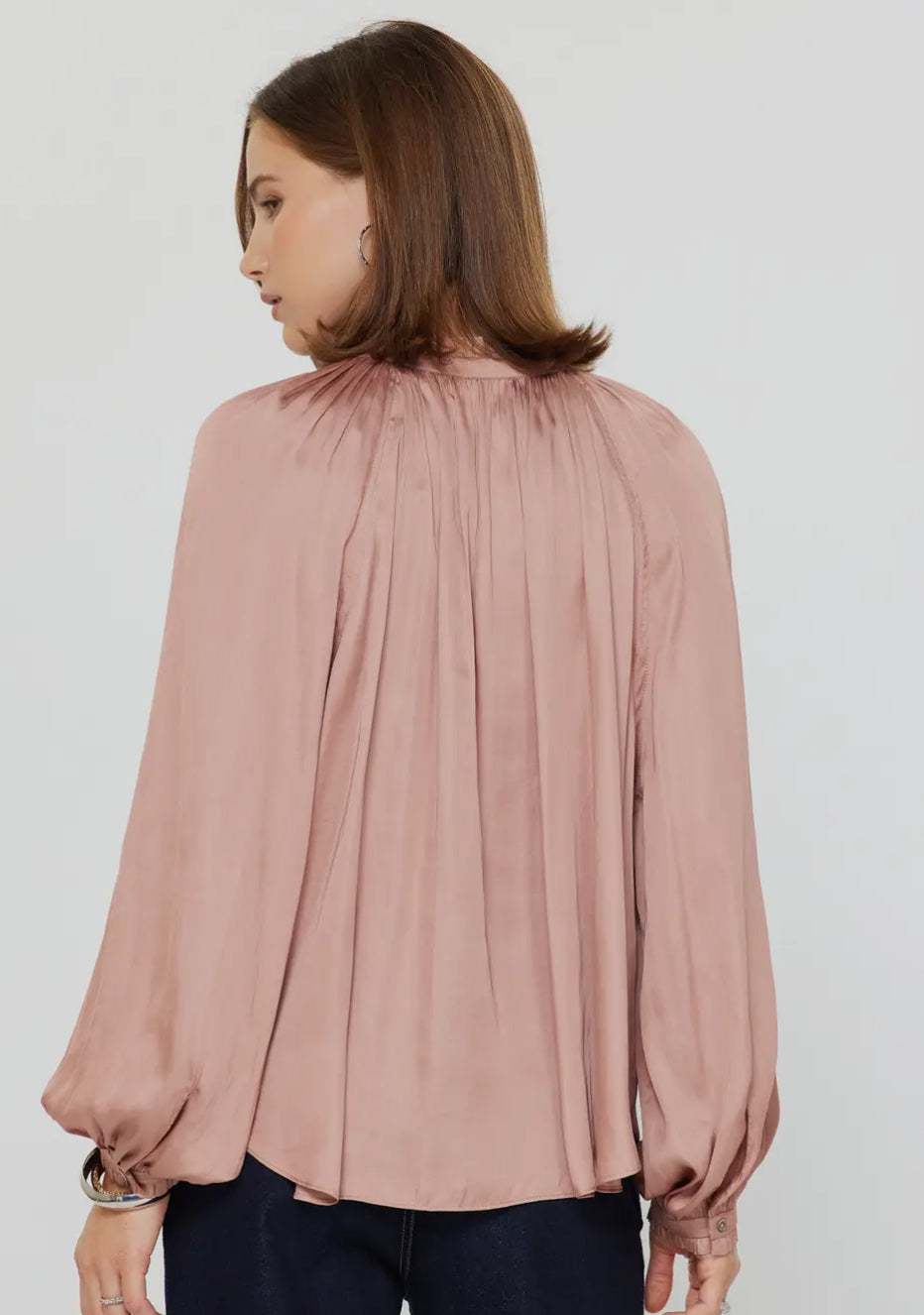 Satin Pleated Neck Blouse