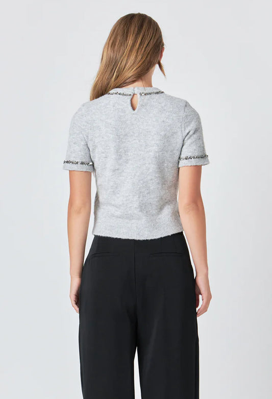 Trimmed Knit Short Sleeve Top