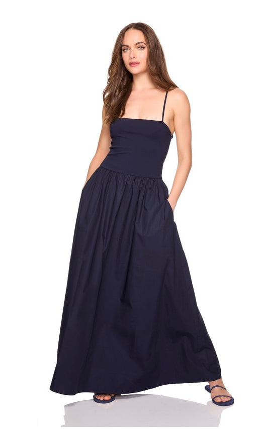 Midnight Knit Poplin Maxi Dress
