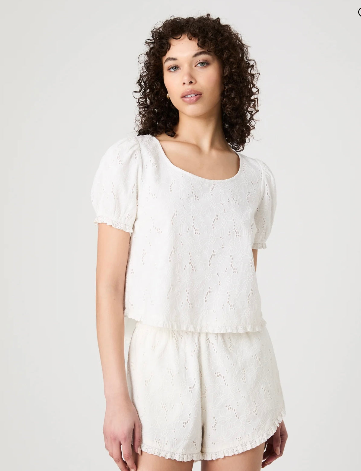 Eyelet Puff Sleeve Top