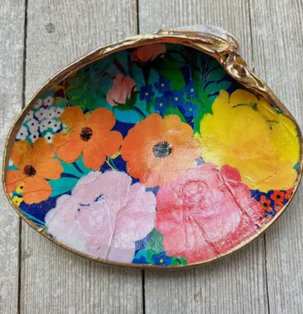 Colorful Flowers Clam Shell