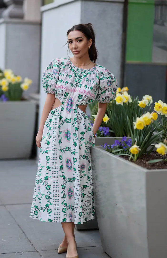 Danielle Green Garden Midi Dress