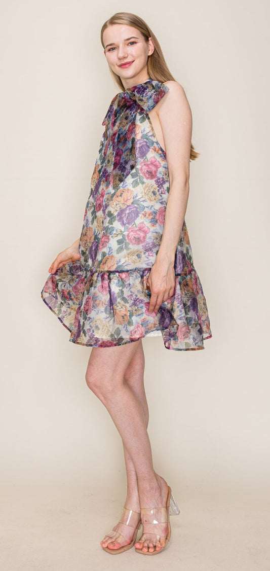 Fall Floral Organza Dress