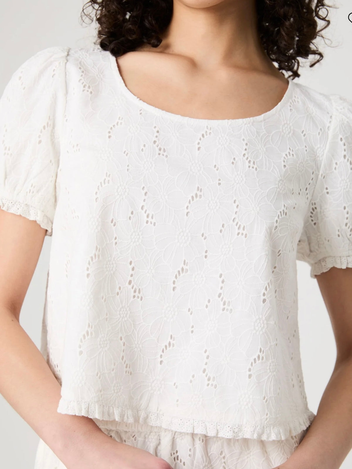 Eyelet Puff Sleeve Top