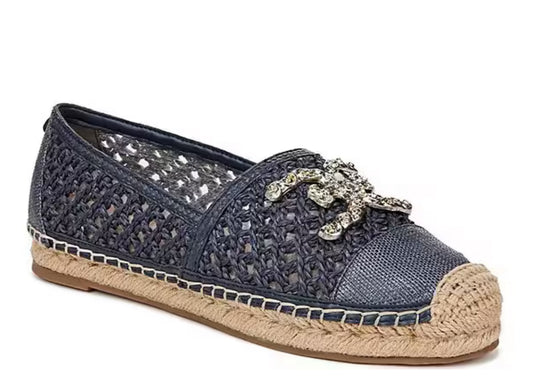 Khiara Blue Raffia Espadrille Loafers
