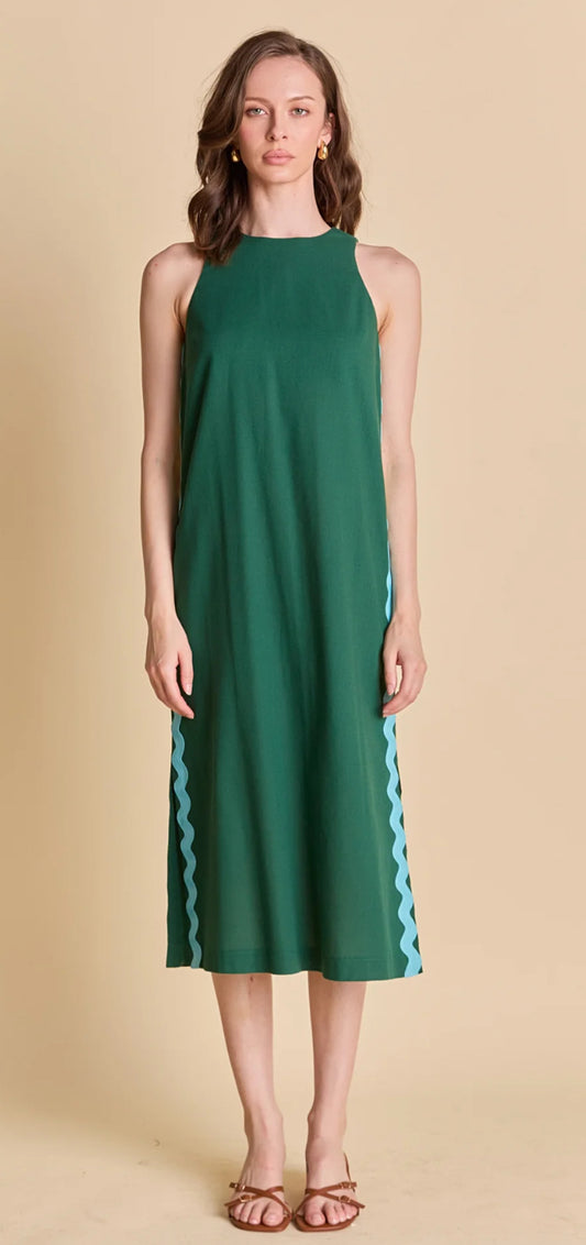 Green Ric Rac Midi Dress