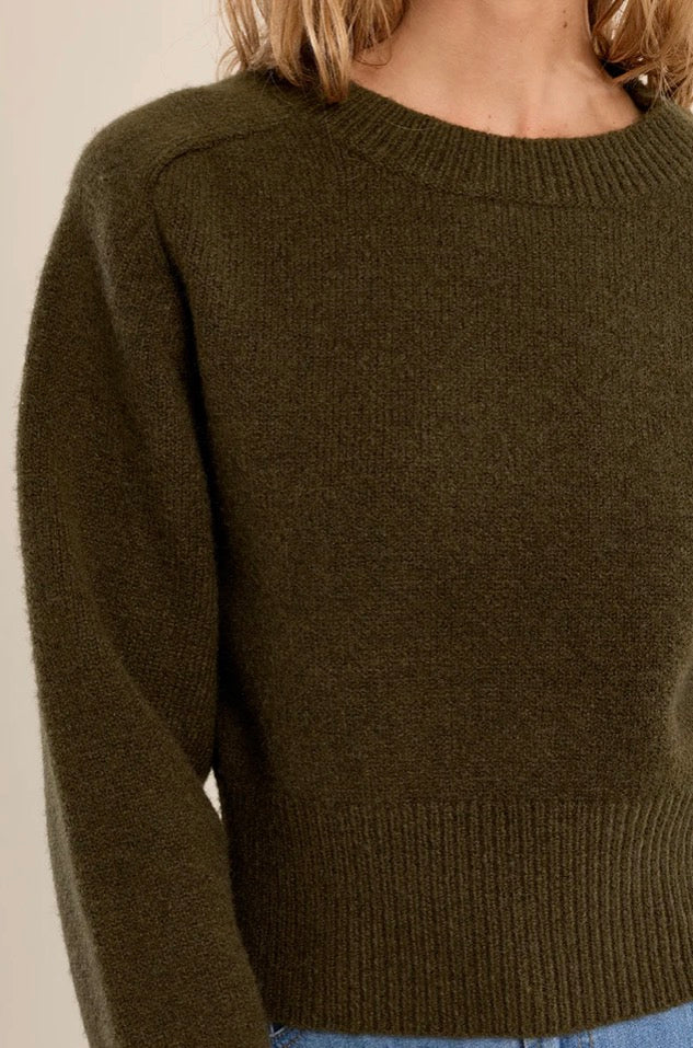 Dark Khaki Cropped Sweater