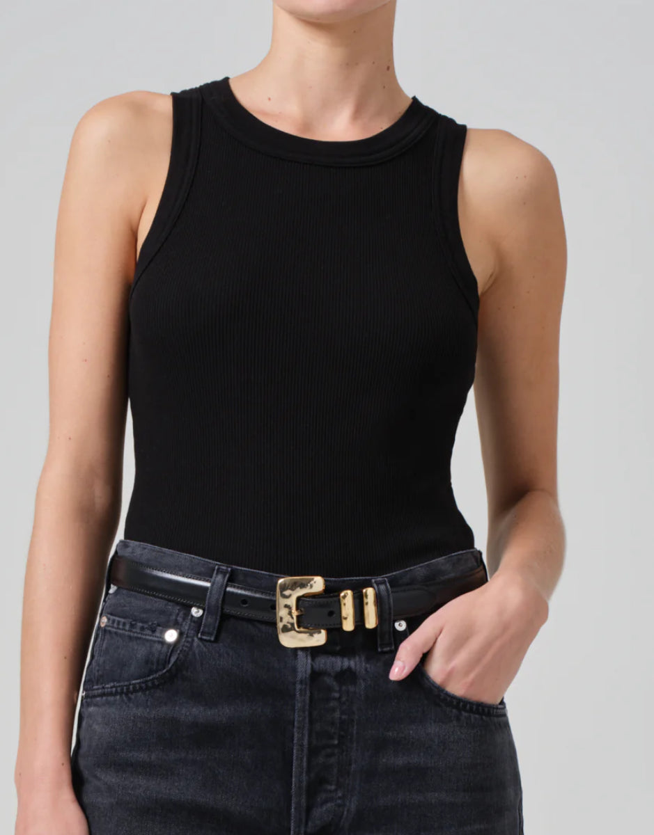 Isabel Rib Tank in Black