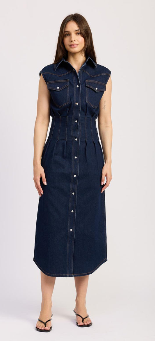 Eliana Midi Dress in Indigo