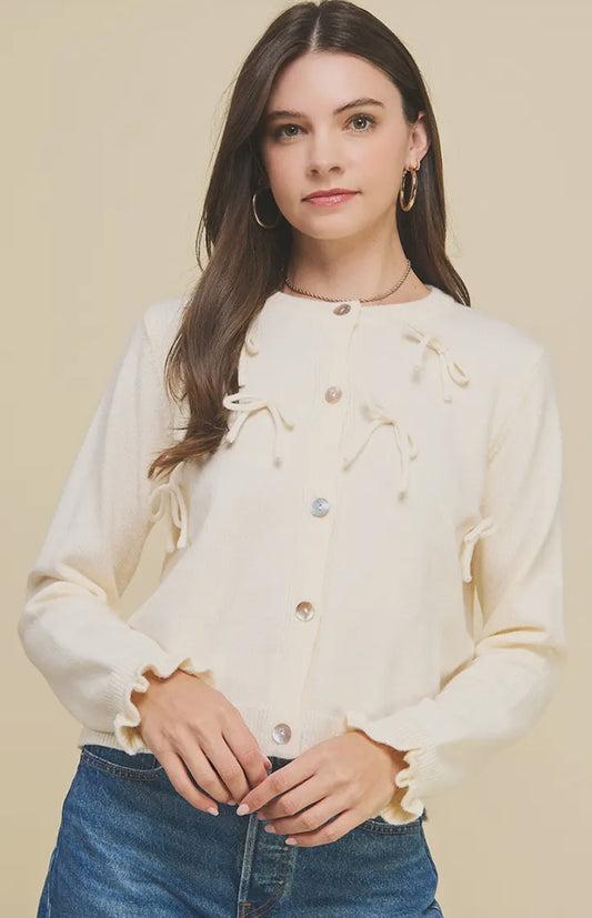 Ivory Bow Cardigan