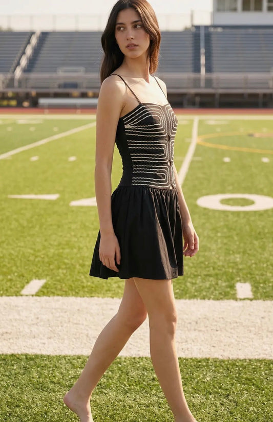 Cutout Trim Mini Dress