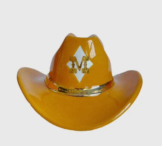 Orange Ceramic Cowboy Hat with Star Accent