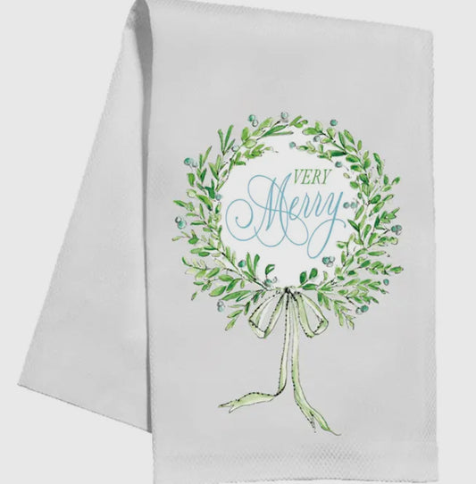Handpainted Wreath Kitchen Towel