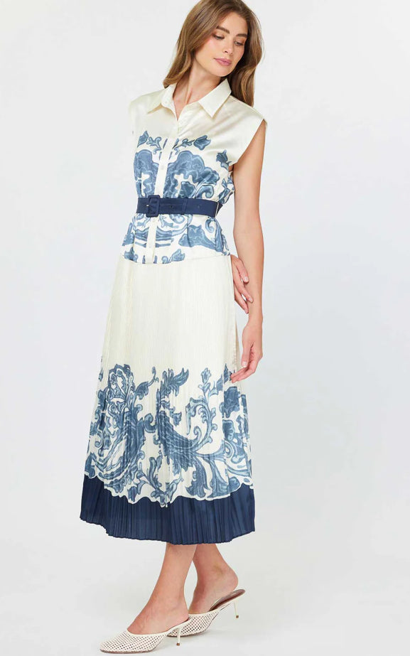 Belted Paisley Maxi Dress