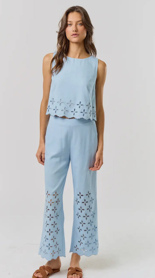 Scalloped Embroidered Pants