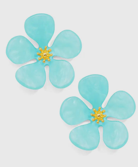 Resin Flower Earring Bright Blue