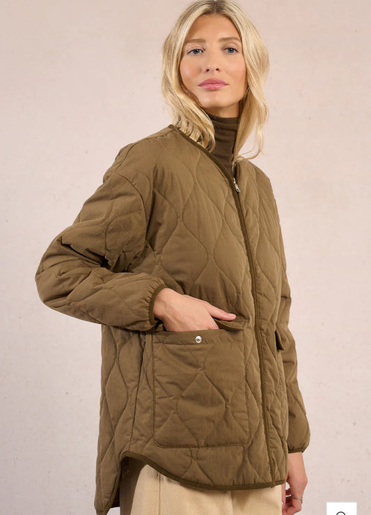Dark Khaki Quilted Jacket