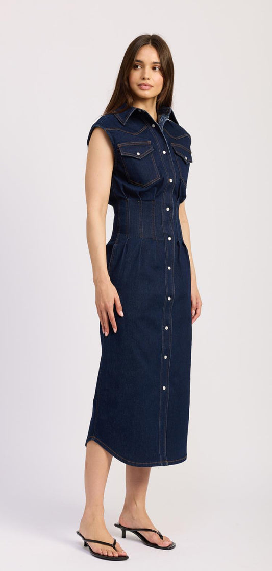 Eliana Midi Dress in Indigo