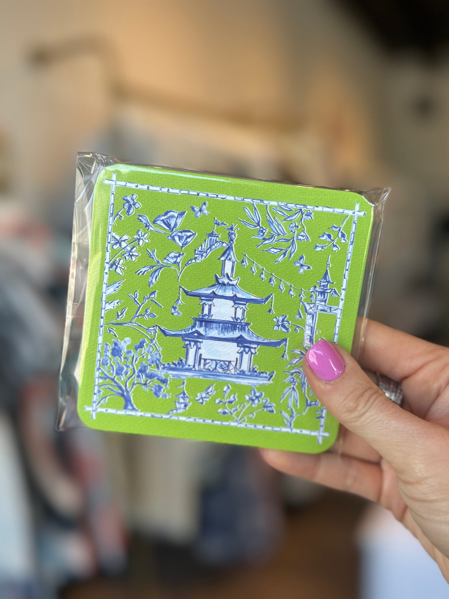 Green Pagoda Paper Coasters