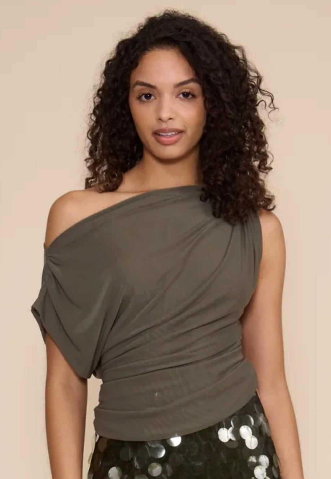 Benny Mesh Top in Olive