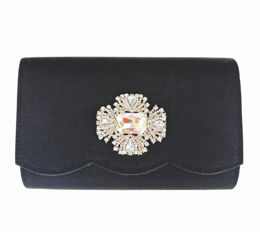 Ruby Scalloped Clutch Rhinestone Oval