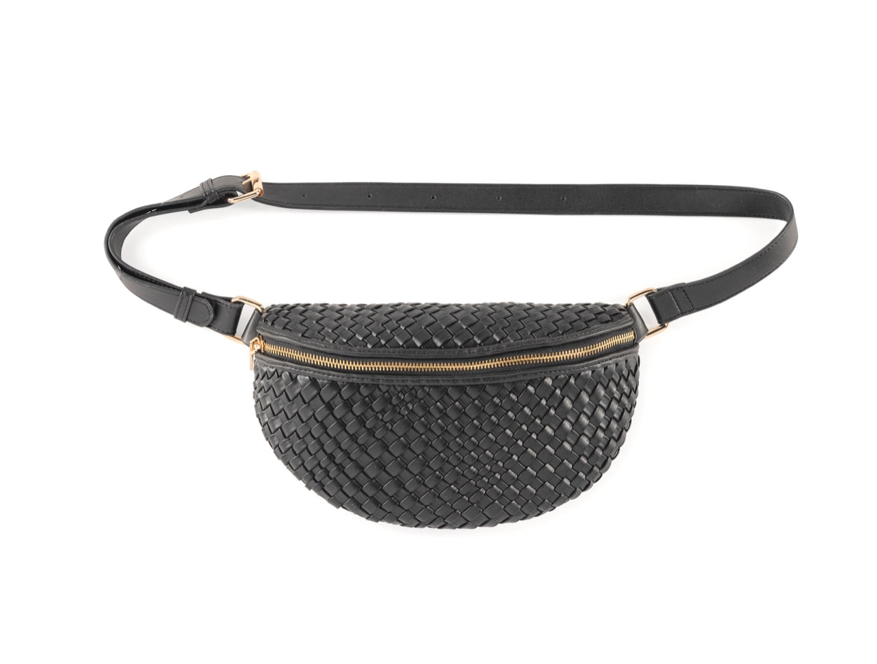 Woven Sling Bag in Black