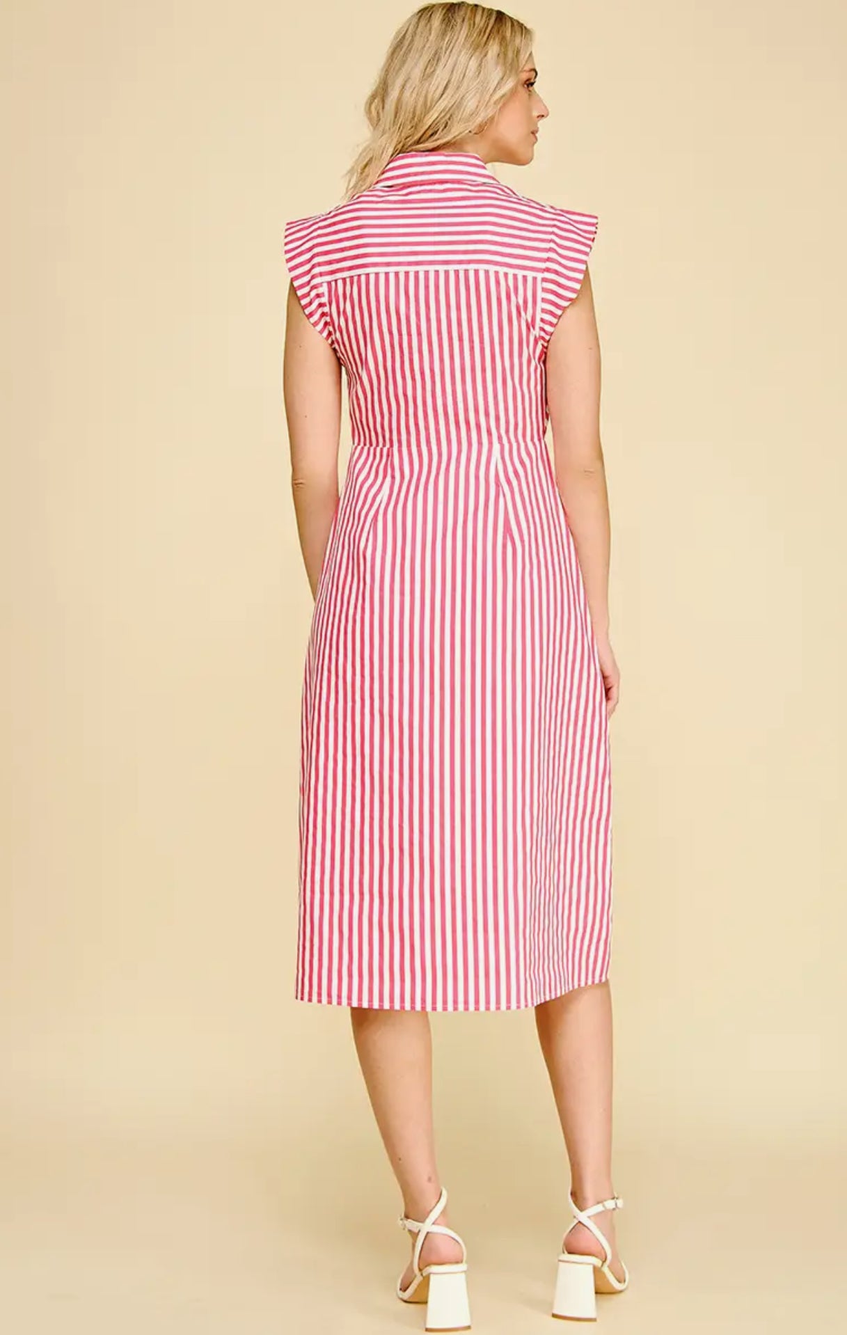 Striped Pintucked Waist Midi