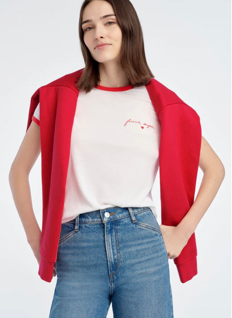 Favorite Daughter Ringer Tee White/Rouge