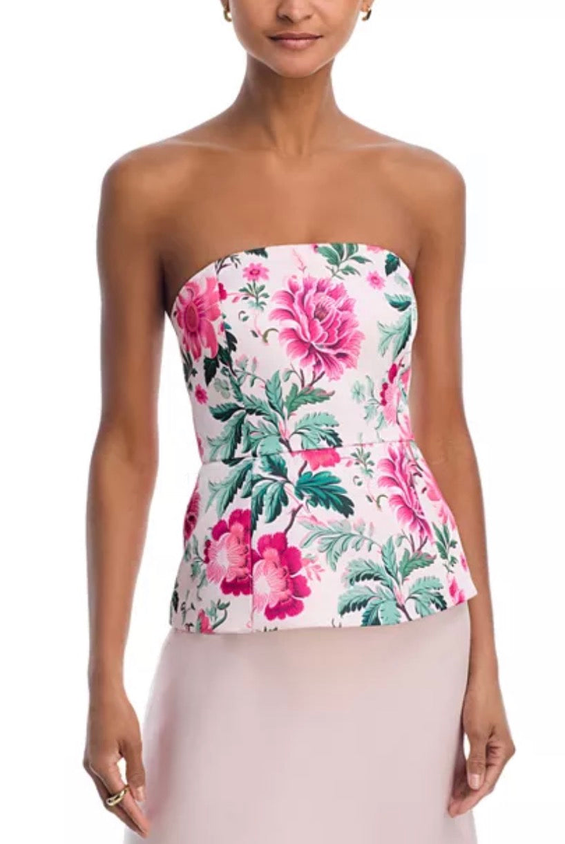 York Satin Flare Strapless Top