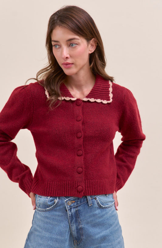 Burgundy Taupe Cardi