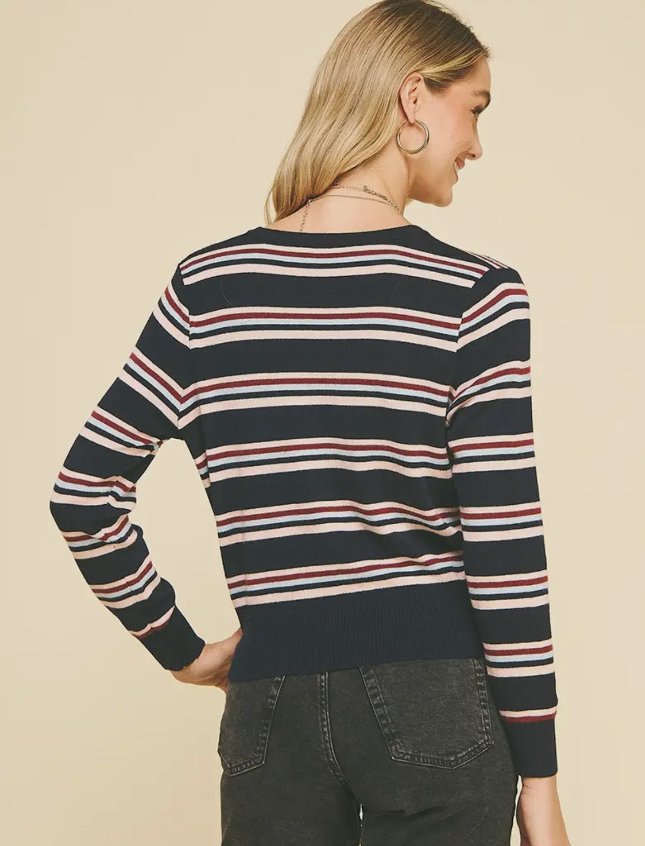 Preppy Striped Cardigan